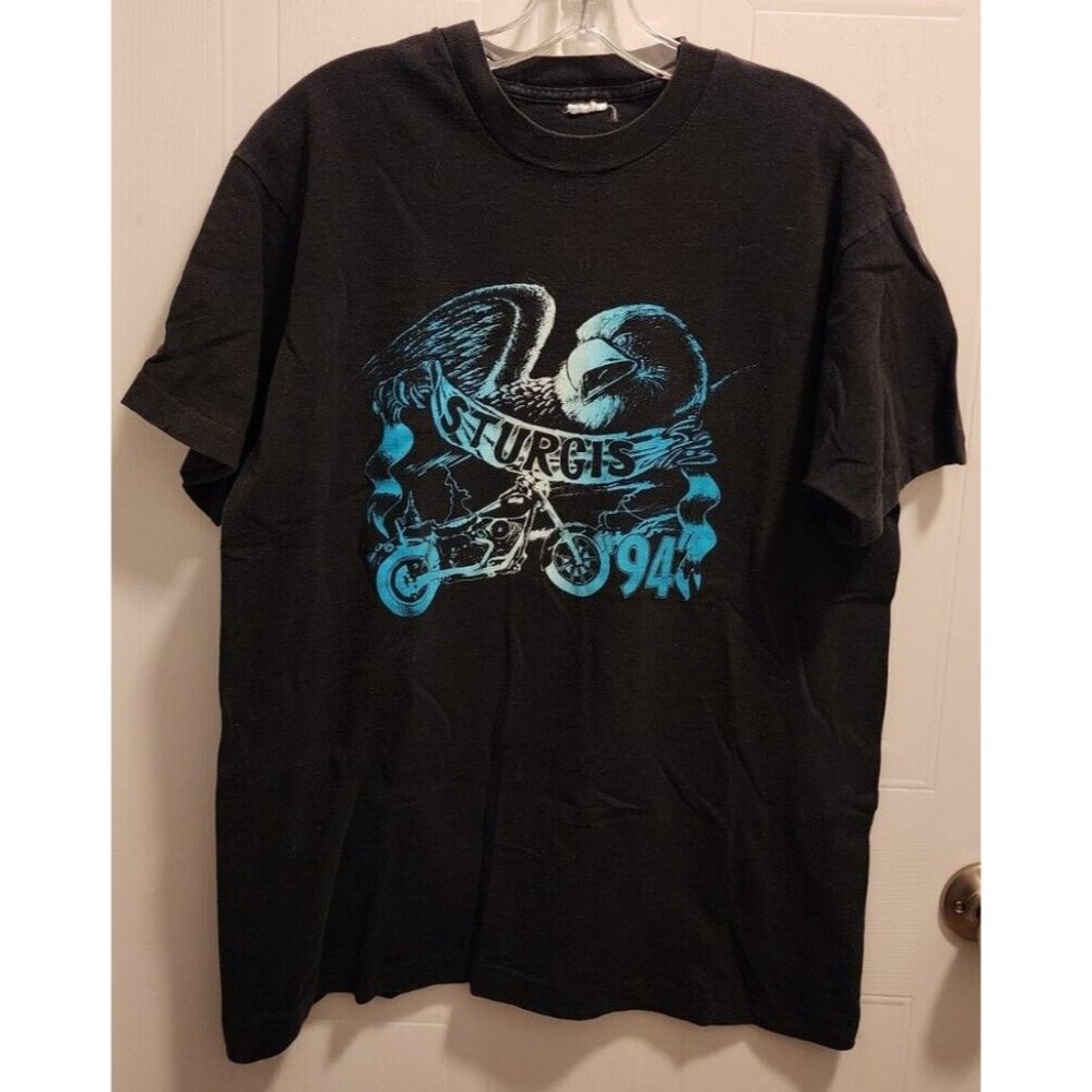 Vtg 1994 Sturgis Black Hills Motorcycle Rally T Shirt Single Stitch Black Size L